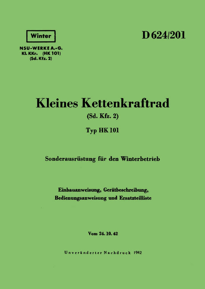 NSU Kettenkraftrad Typ HK101 Ersatzteilkatalog, Buchcover