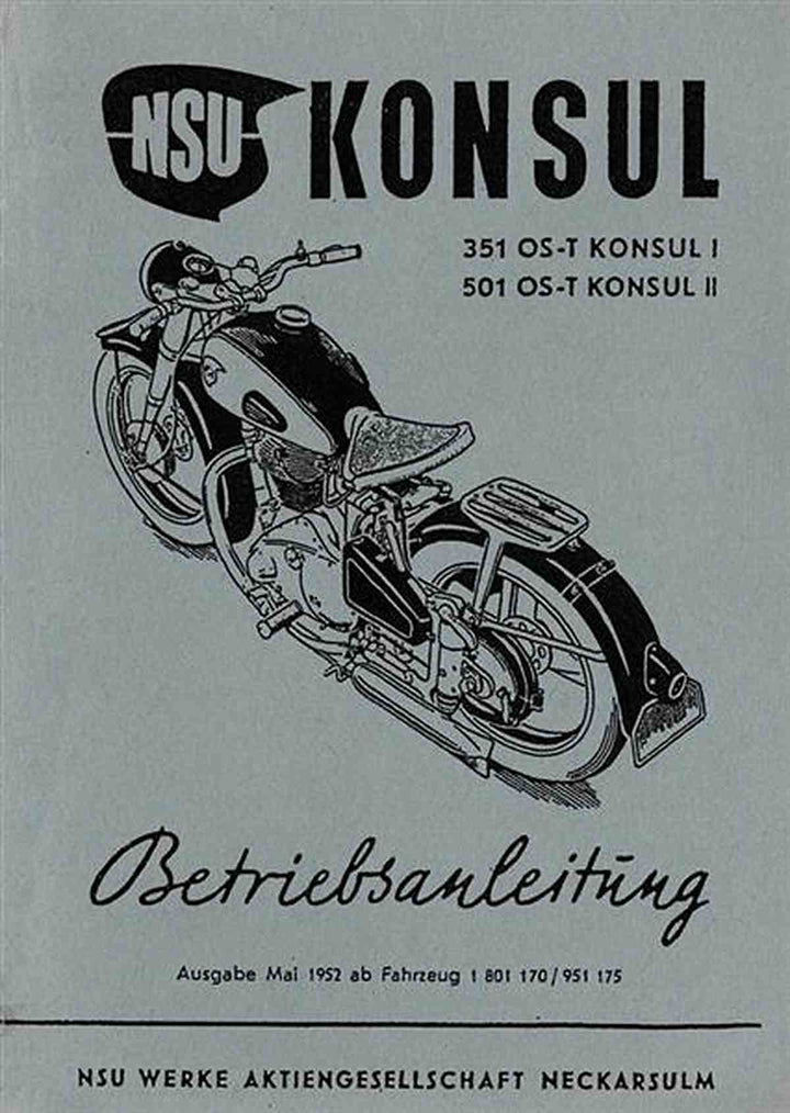 NSU Konsul 351 und 501 Betriebsanleitung, Buchcover