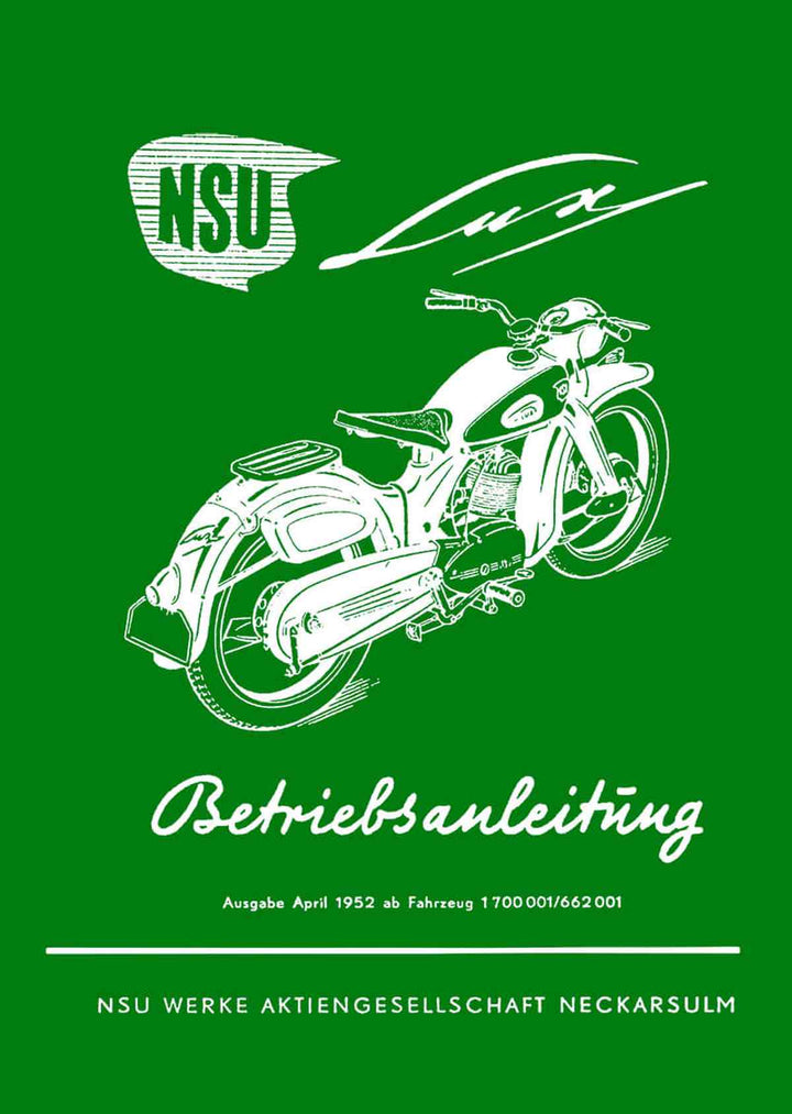 NSU Lux Betriebsanleitung, Buchcover
