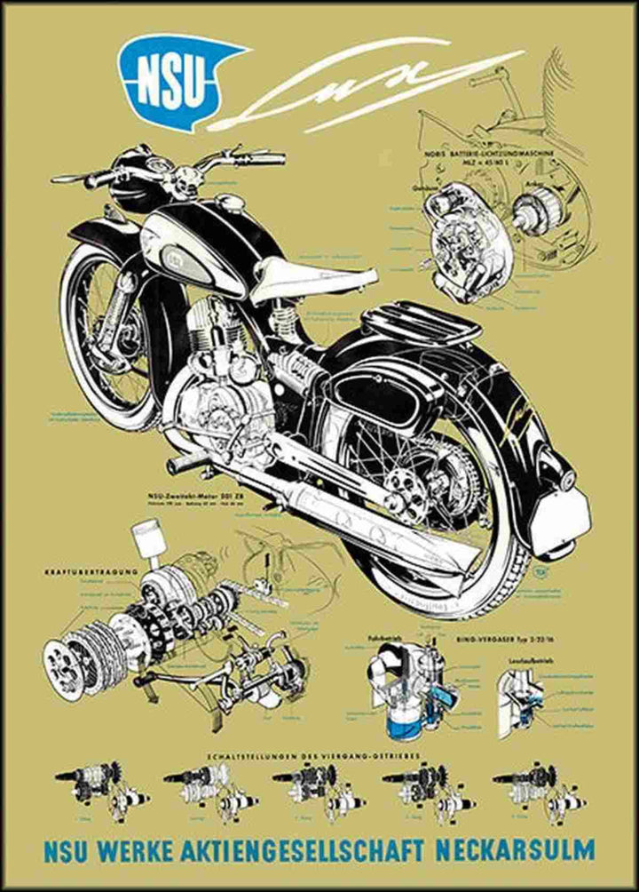 NSU Lux Motorrad Poster, Poster-Motiv