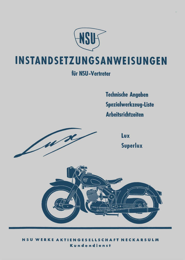 NSU Lux und Superlux Reparaturanleitungen, Buchcover