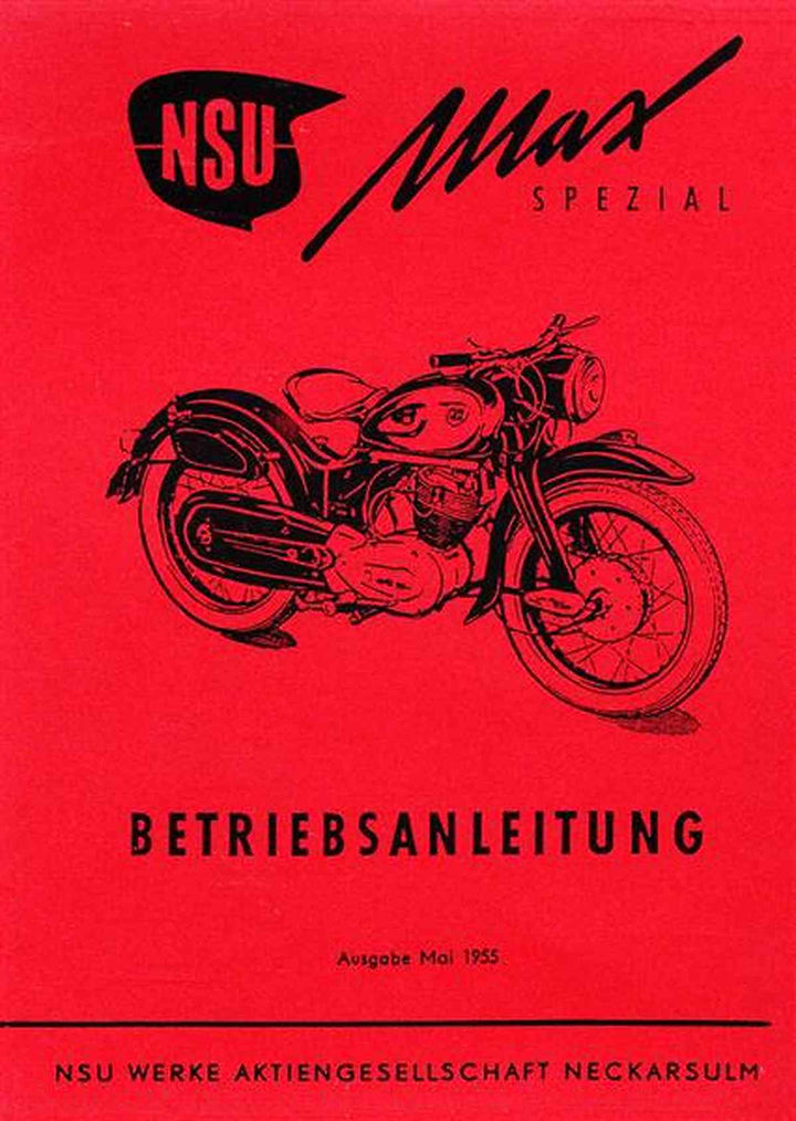 NSU Max Spezial Betriebsanleitung, Buchcover