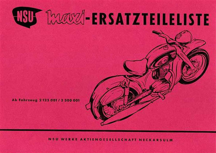 NSU Maxi Ersatzteilkatalog, Buchcover