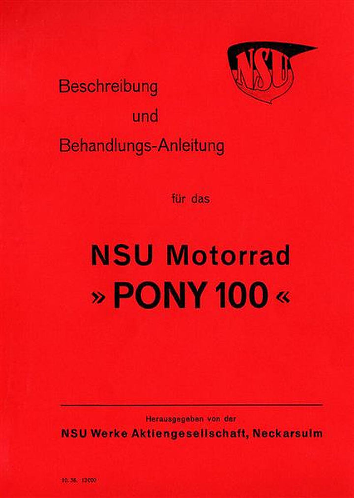 NSU Pony 100 Betriebsanleitung, Buchcover