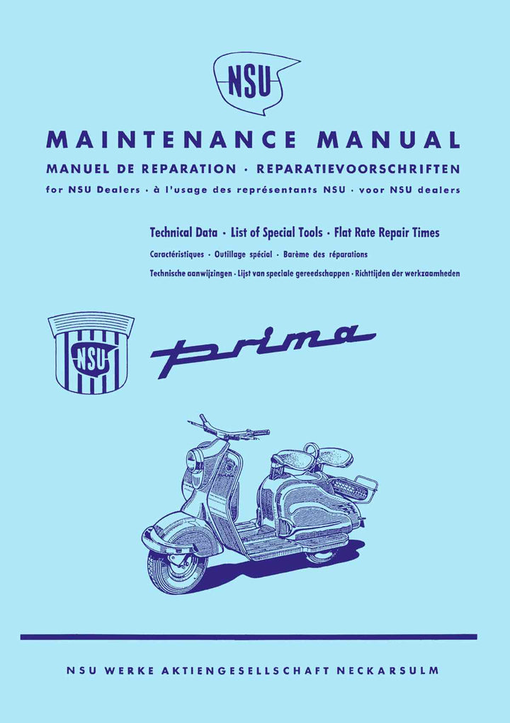 NSU Prima 125/ 150 ccm Maintenance Manual, Buchcover