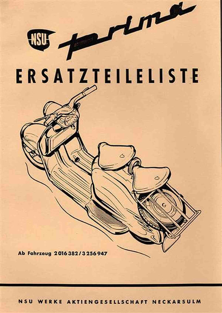 NSU Prima-Roller Ersatzteilkatalog, Buchcover