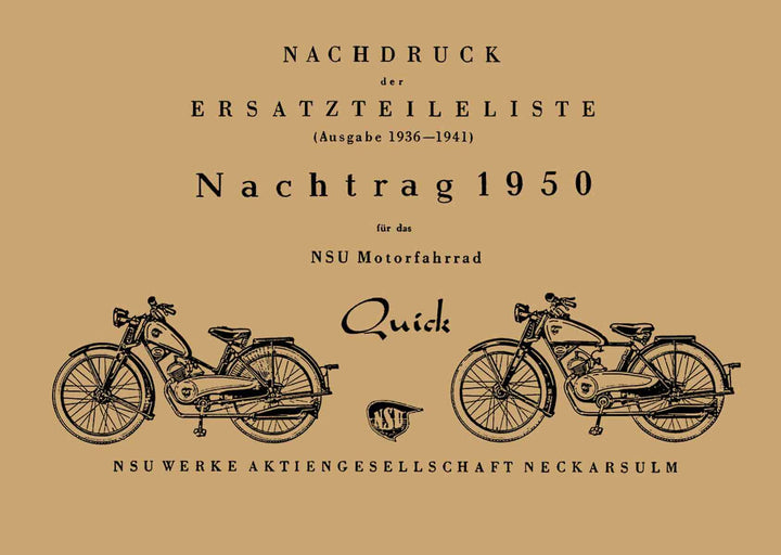 NSU Quick Ersatzteilkatalog, Buchcover