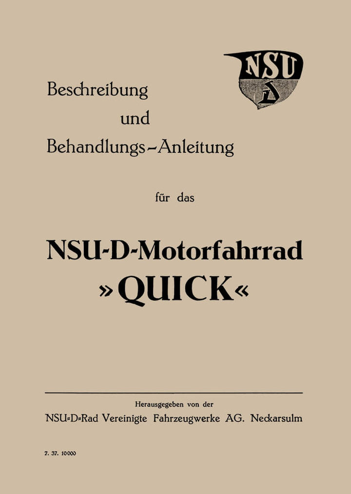 NSU Quick Betriebsanleitung, Buchcover