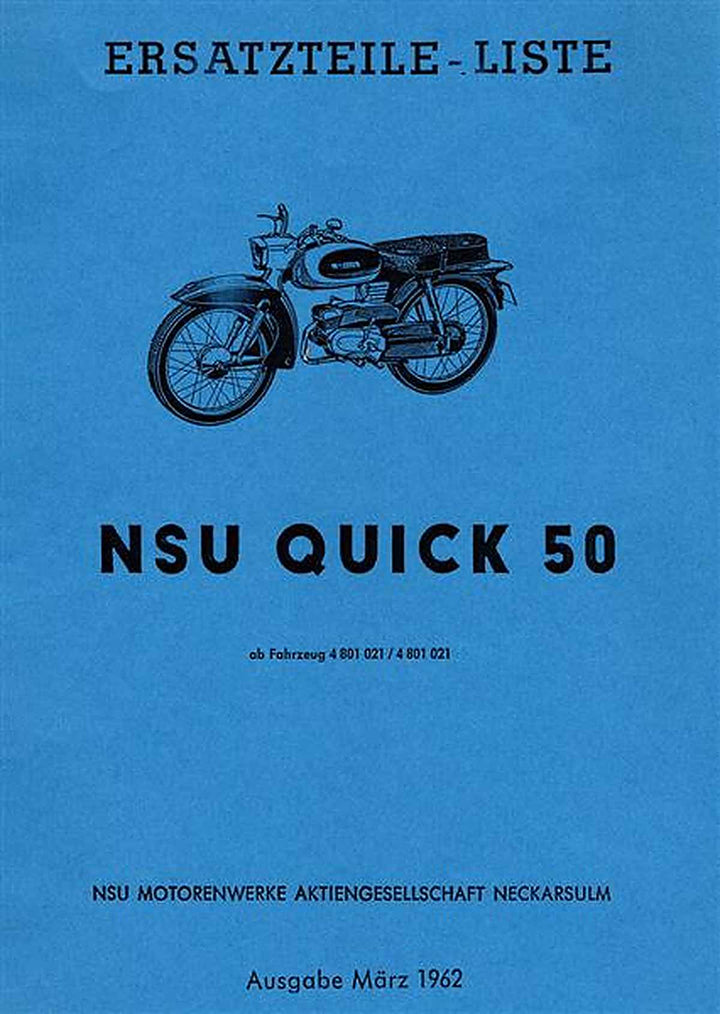 NSU Quick 50 Ersatzteilkatalog, Buchcover