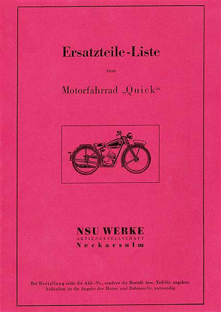 NSU Quick Ersatzteilkatalog, Buchcover