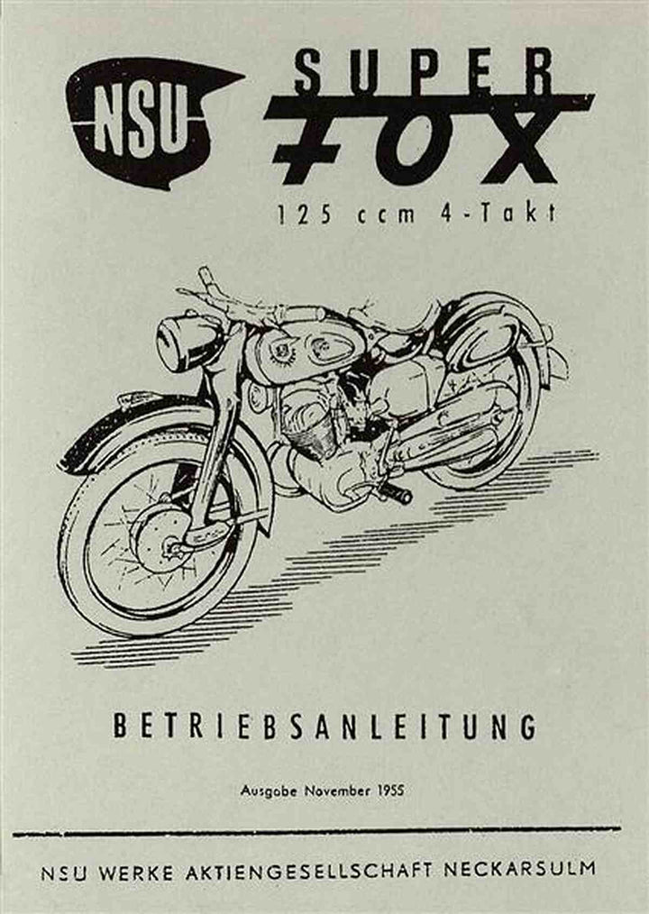 NSU Superfox Betriebsanleitung, Buchcover