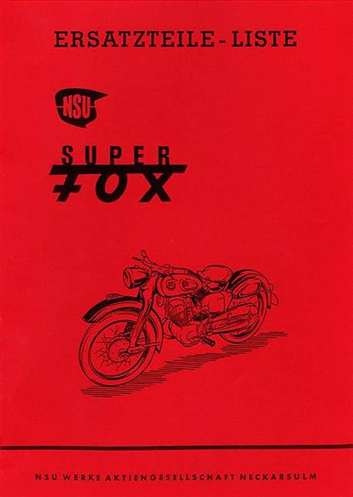 NSU Super Fox Ersatzteilkatalog, Buchcover