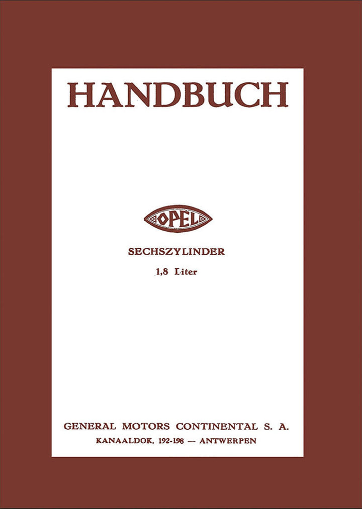 Opel 1,8 ltr. Wagen 6-Zylinder Betriebsanleitung, Buchcover