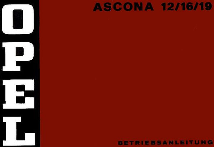 Opel Ascona 12, 16 und 19, Betriebsanleitung, Buchcover