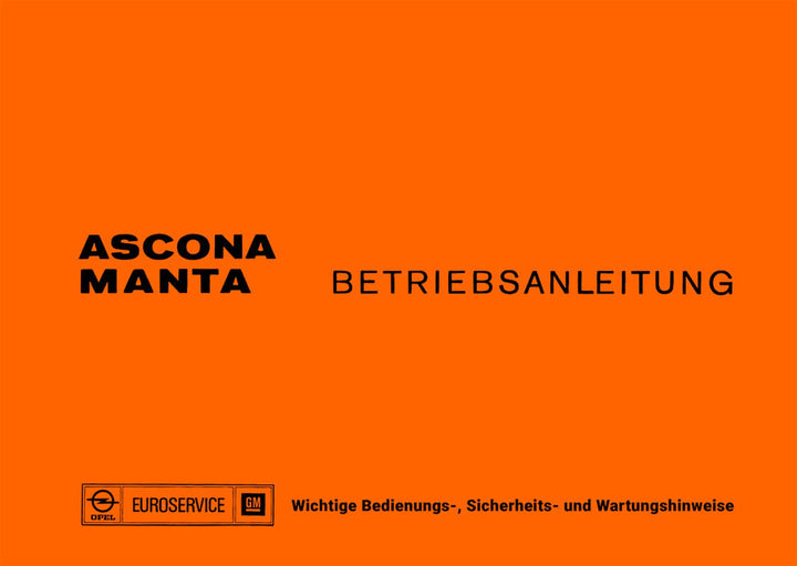 Opel Ascona und Manta Betriebsanleitung, Buchcover