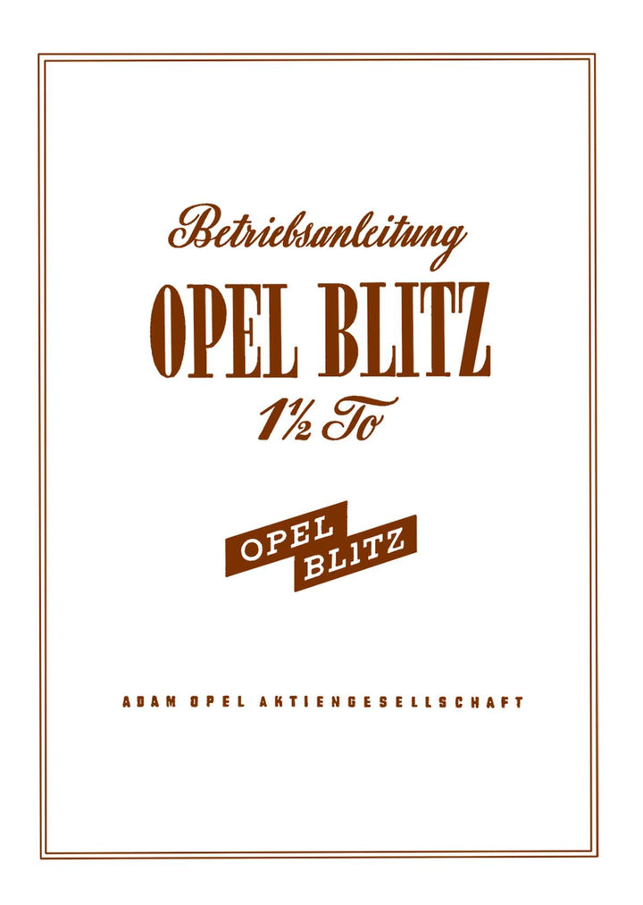Opel Blitz 1,5 t, Betriebsanleitung, Buchcover