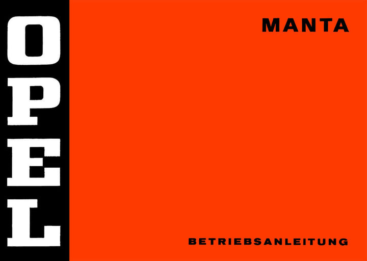 Opel Manta Betriebsanleitung, Buchcover