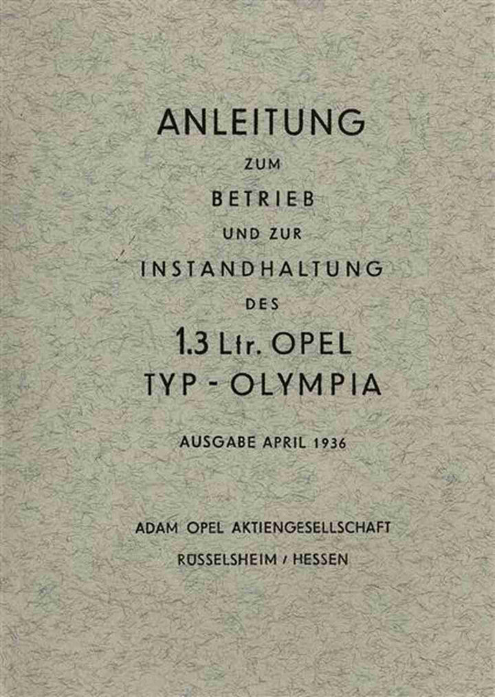Opel Olympia 1.3 Betriebsanleitung, Buchcover