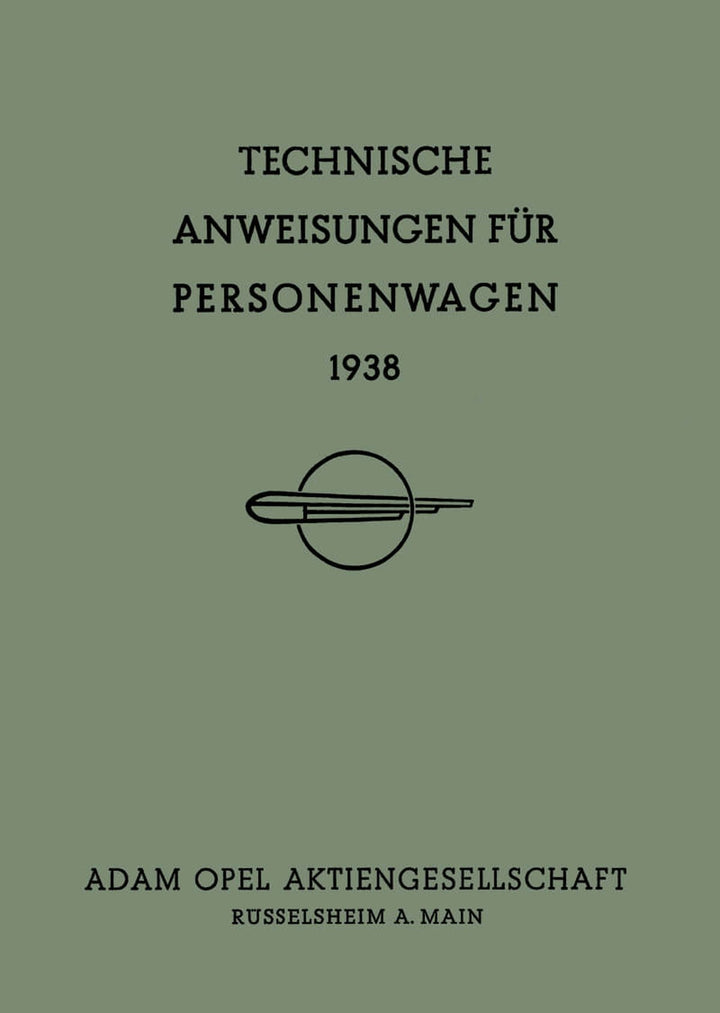 Opel Personenwagen 1938 Reparaturanleitung, Buchcover
