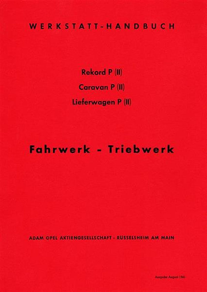 Opel Rekord P II/ Caravan P II/ Lieferwagen Werkstatt-Handbuch, Buchcover