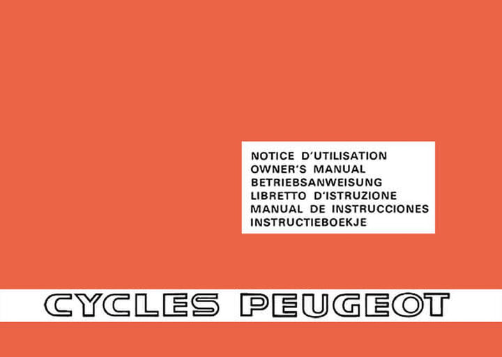 Peugeot 101 102 103 105 TSE.R. TSM.R. Betriebsanleitung, Buchcover