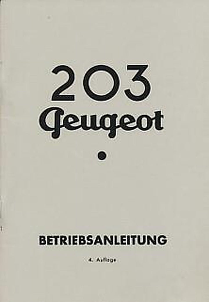 Peugeot 203 Betriebsanleitung, Buchcover