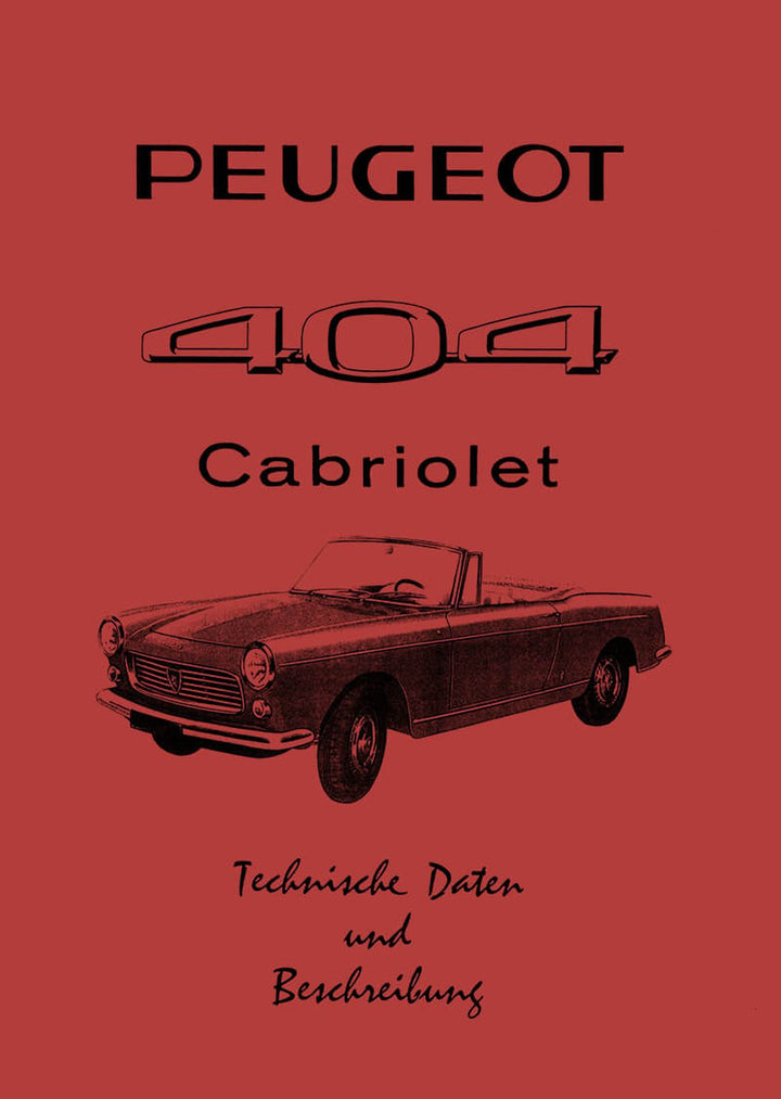 Peugeot 404 Cabriolet Betriebsanleitung, Buchcover