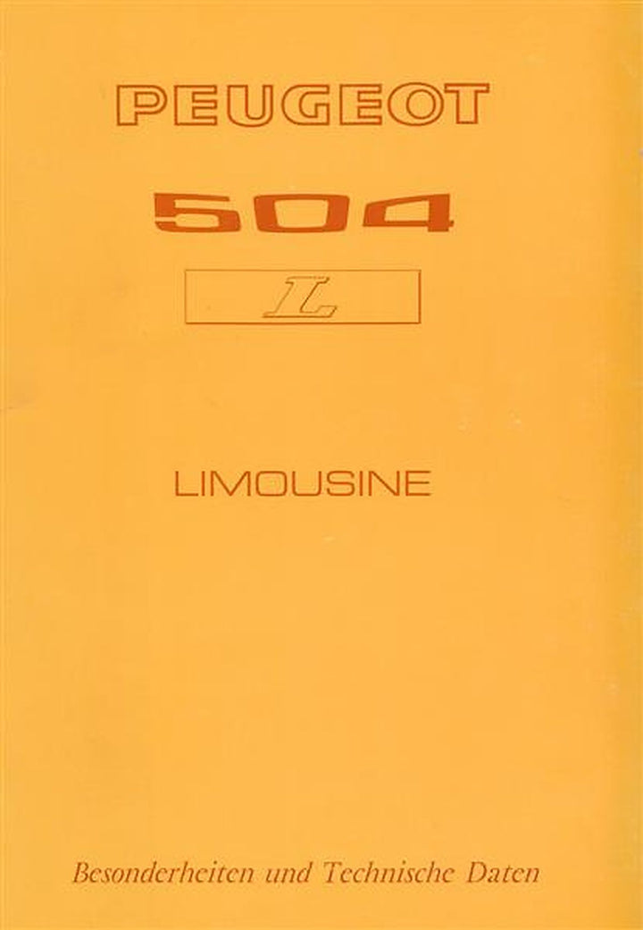 Peugeot 504 L (Limousine) Besonderheiten und technische Daten, Buchcover