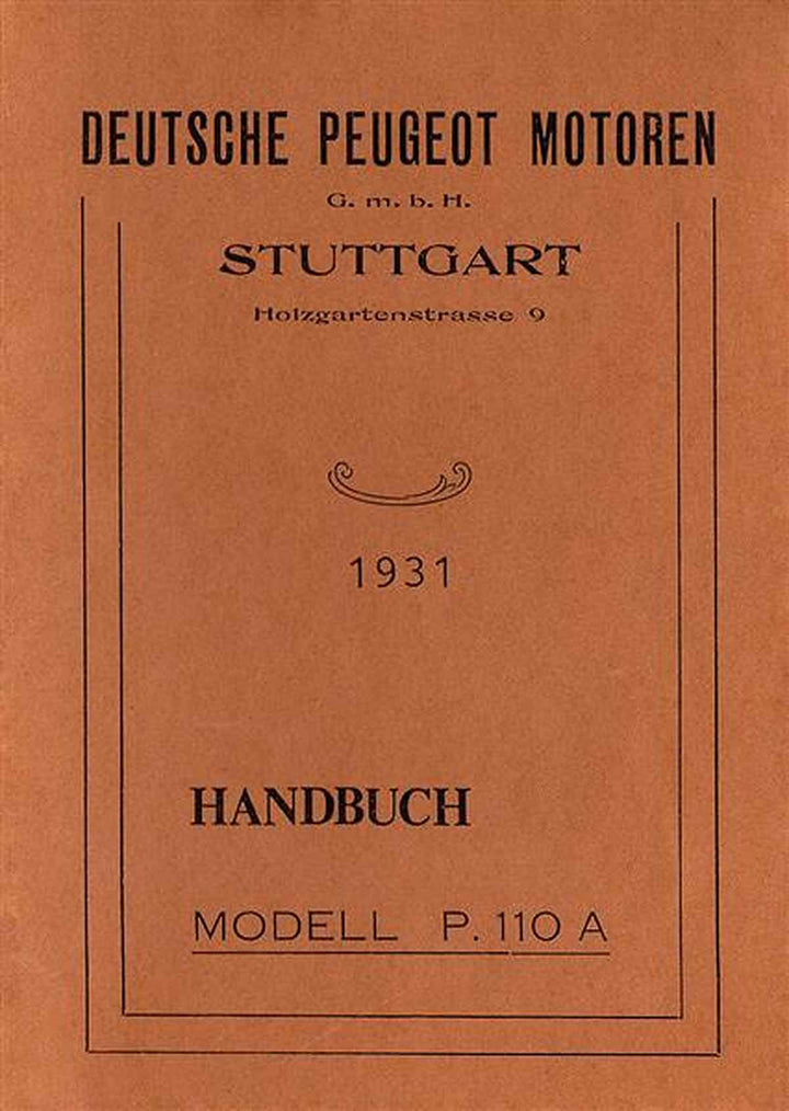 Peugeot P110A Handbuch, Buchcover