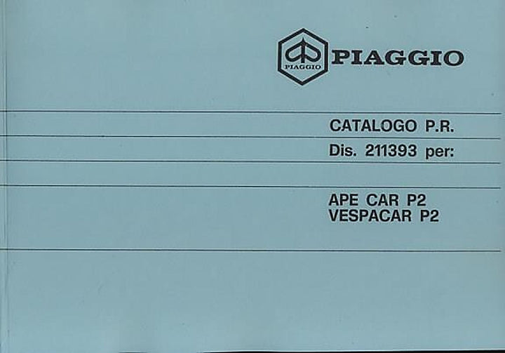 Vespa Piaggio Ape Car P2, Vespacar P2 (AF3T, AF2T, AF1T), Ersatzteilkatalog, Buchcover