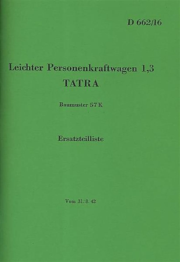 Tatra PKW Baumuster 57 K, Buchcover