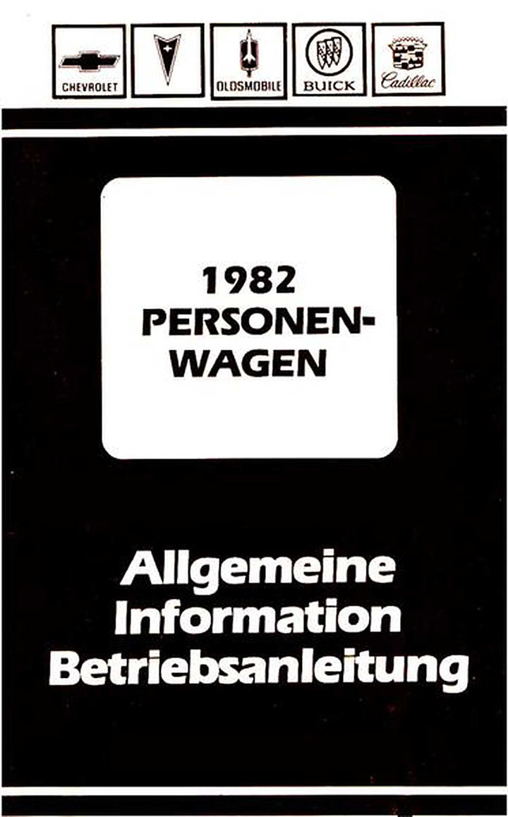 Pontiac Modelle 1982 (PKW), Betriebsanleitung, Buchcover