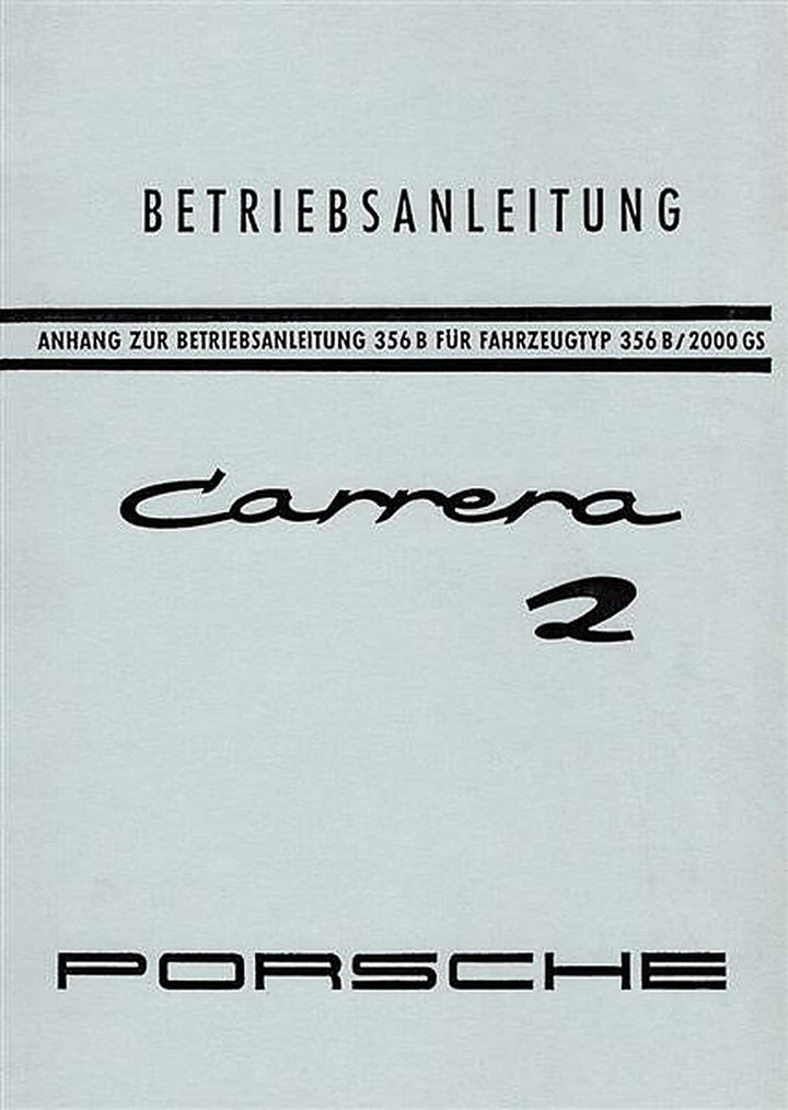 Porsche Carrera 2 Anhang zur Betriebsanleitung 356B, Buchcover