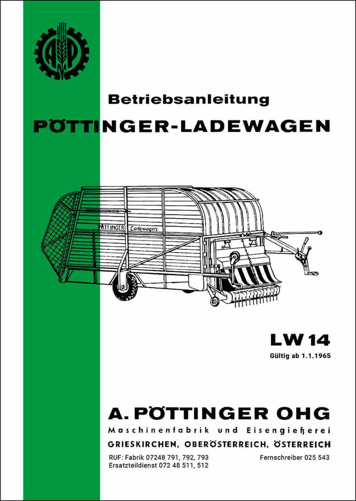 Pöttinger Ladewagen LW 14 Betriebsanleitung, Buchcover