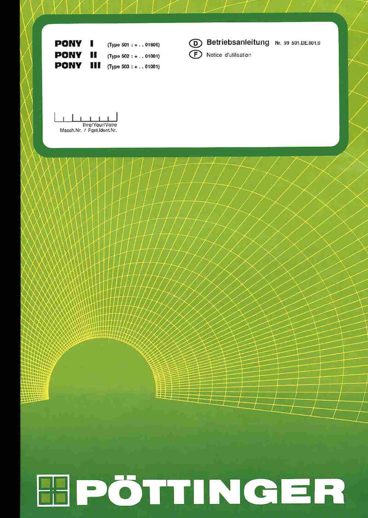 Pöttinger Pony I, Pony II, Pony III Betriebsanleitung, Buchcover