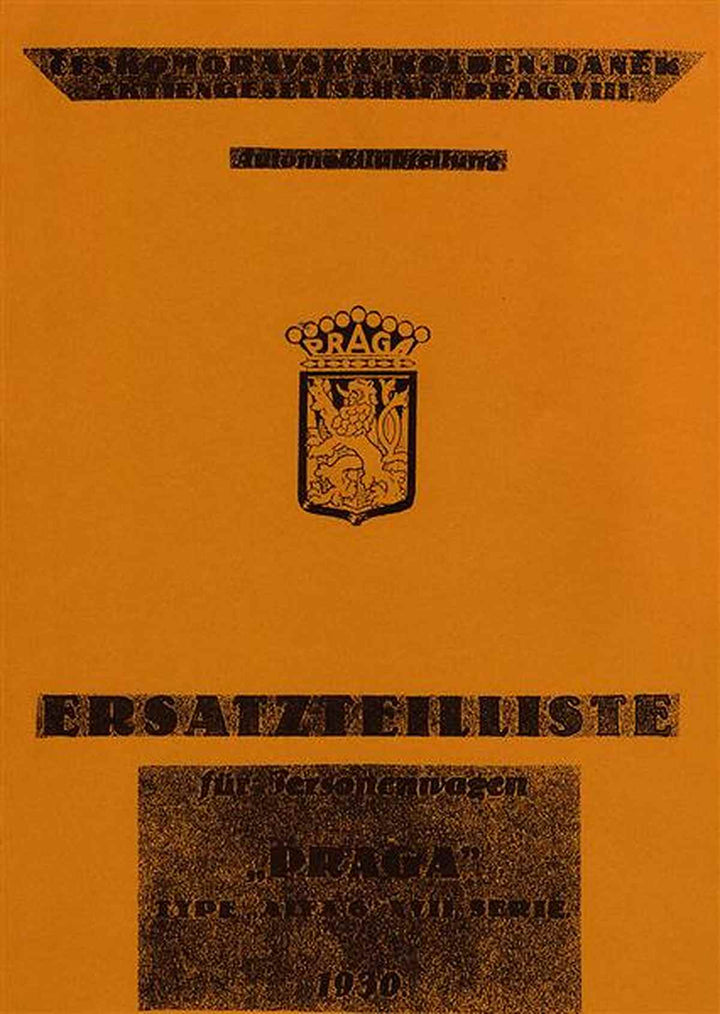 Praga Alfa 6 Ersatzteilliste, Buchcover