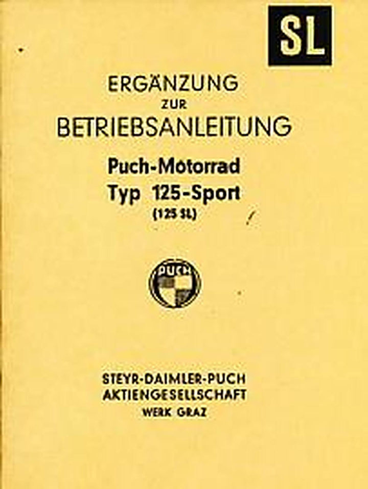 Puch 125 Sport (Puch 125 SL) – Ergänzung zur Betriebsanleitung, Buchcover