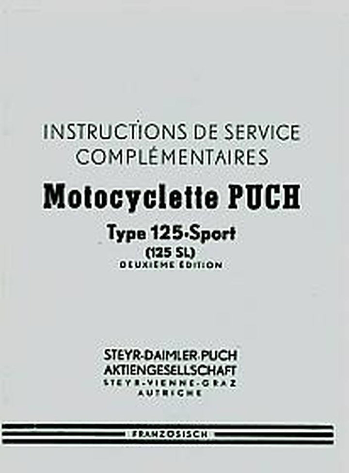 Puch 125-Sport (125 SL) Instructions de Service Complémentaires, Buchcover