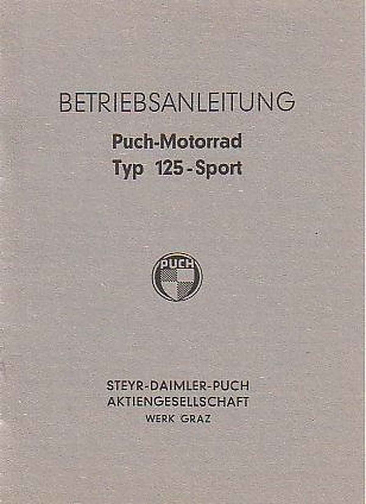 Puch 125 Sport, 2-Vergasermodell Zusatz-Betriebsanleitung zur Betriebsanleitung 125 Touren, Buchcover
