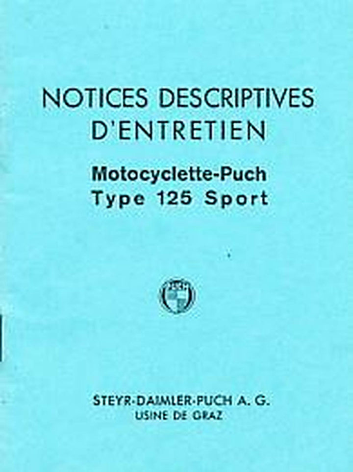 Puch 125 Sport Motocyclette – notices descriptives d´entretien, Buchcover