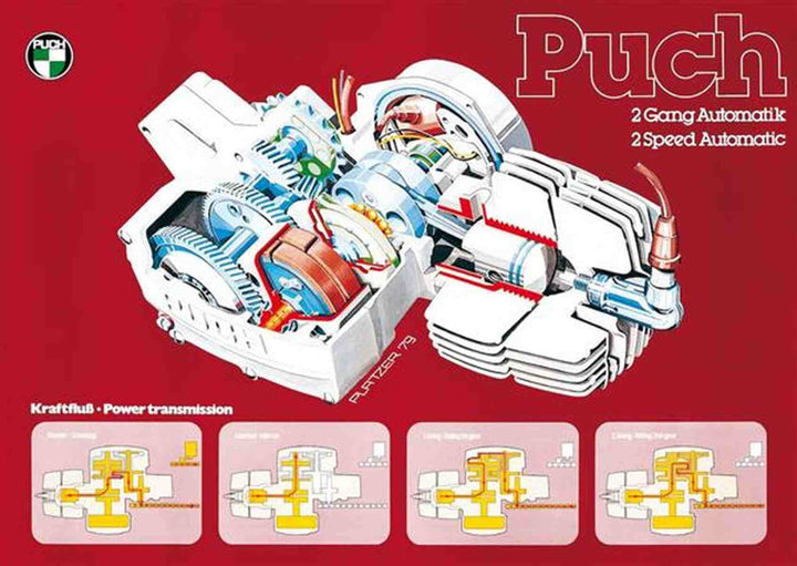 Puch 2-Gang-Automatik Motor Poster, Poster-Motiv