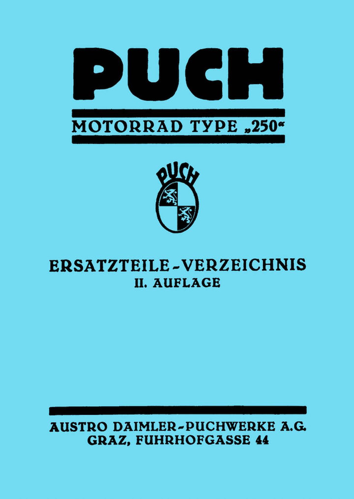 Puch 250, Ersatzteilkatalog, Buchcover