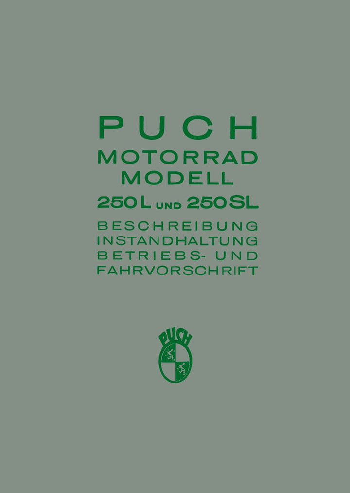 Puch 250 L, 250 SL Betriebsanleitung, Buchcover