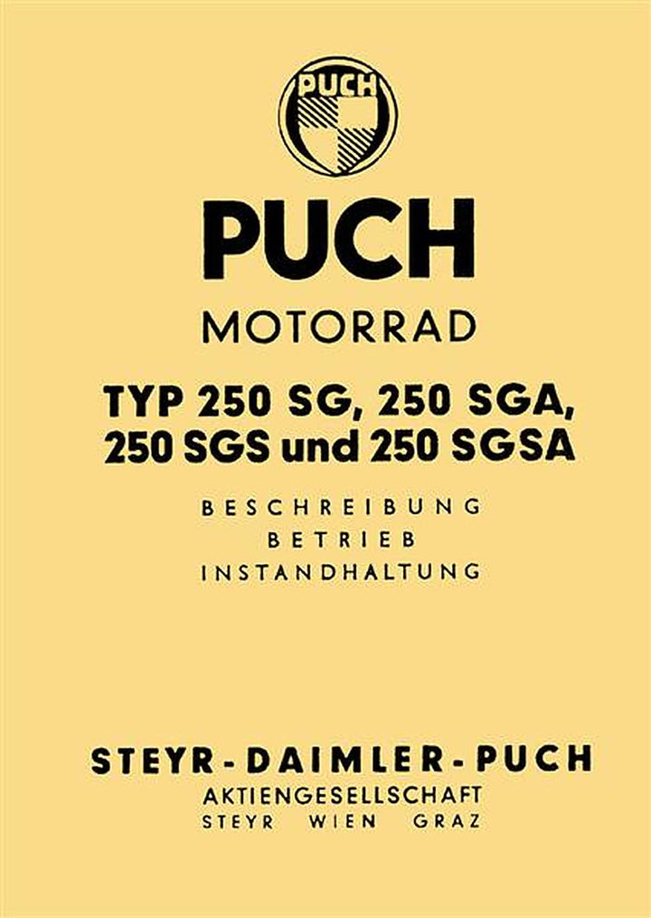 Puch 250 SG, 250 SGA, 250 SGS, 250 SGSA, Betriebsanleitung, Buchcover