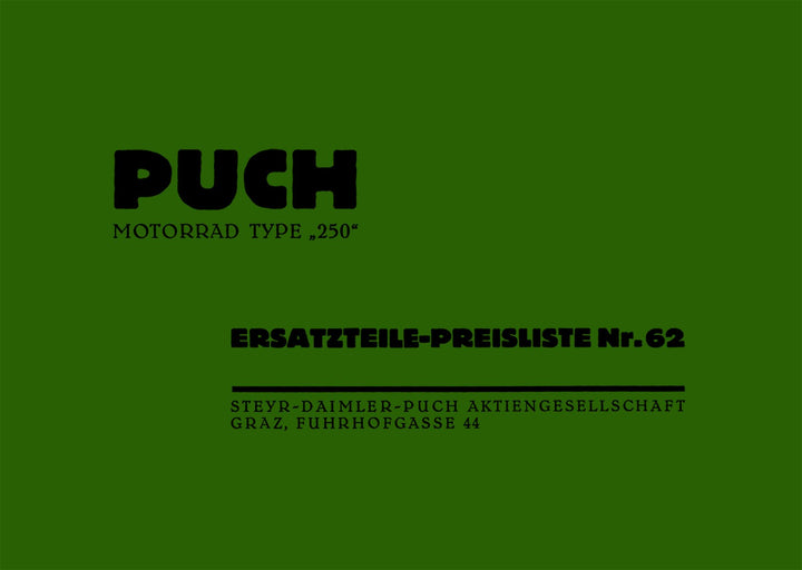Puch Motorrad Type 250 Ersatzteilkatalog, Buchcover