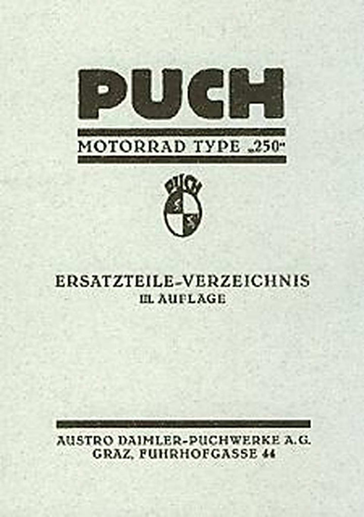 Puch Motorrad, Type 250, Ersatzteilkatalog, Buchcover