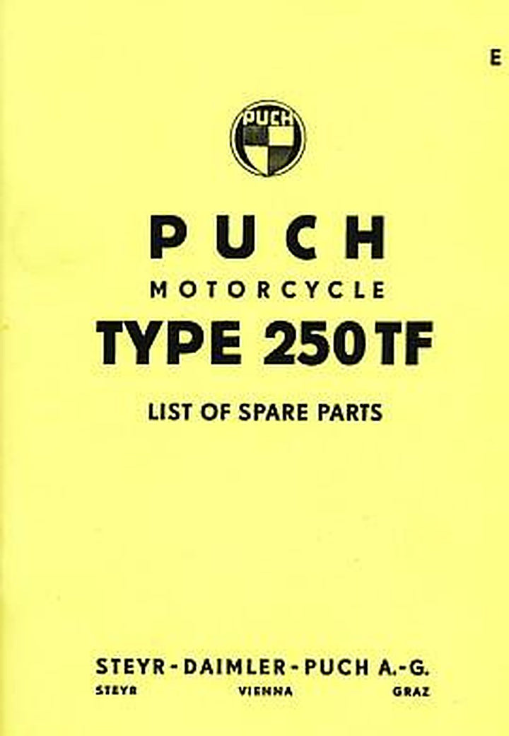 Puch Motorcycle 250 TF, Spare Parts Cataloge, Buchcover
