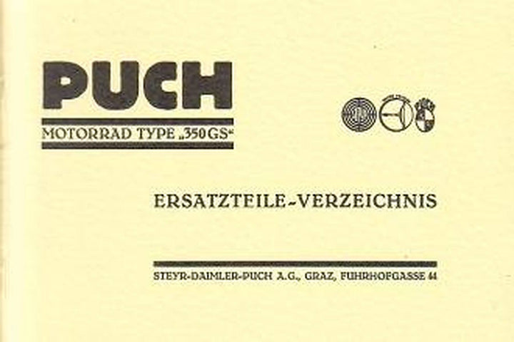 Puch Motorrad, Type 350 GS, Ersatzteilkatalog, Buchcover