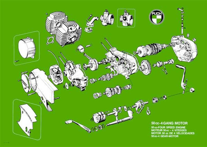 Puch 4-Gang-Motor Monza Poster, Poster-Motiv