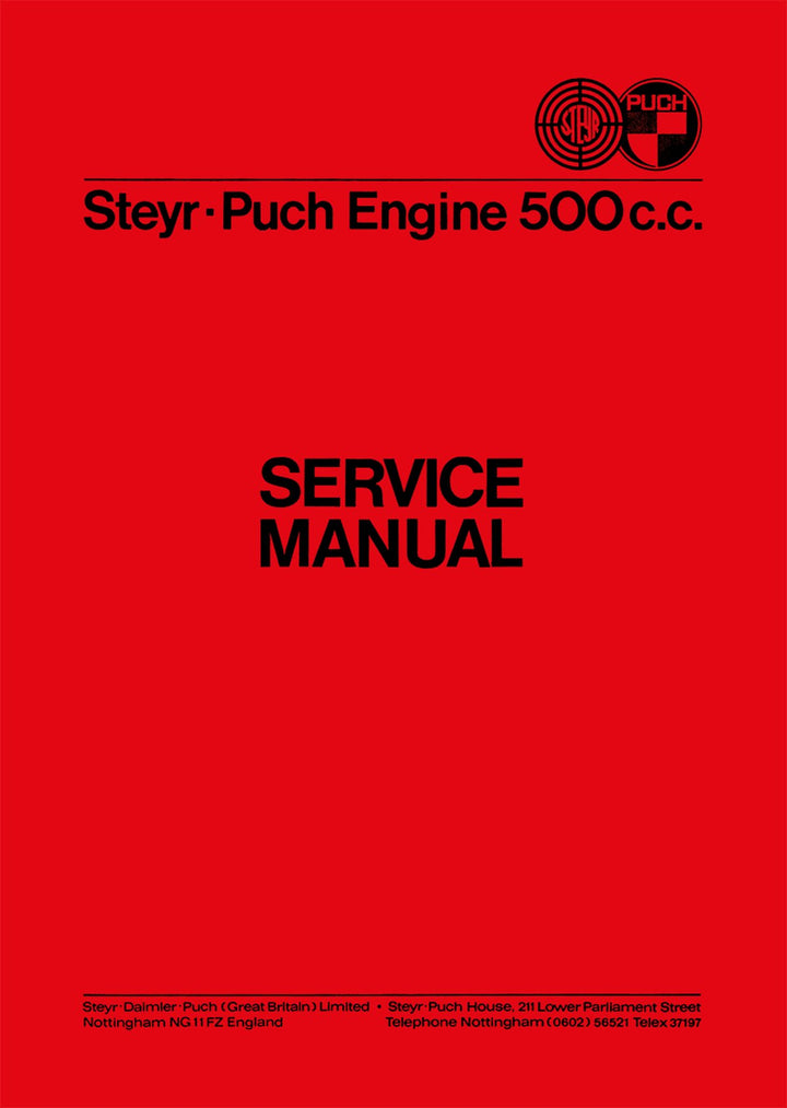 Puch 500 Engine Service Manual, Buchcover